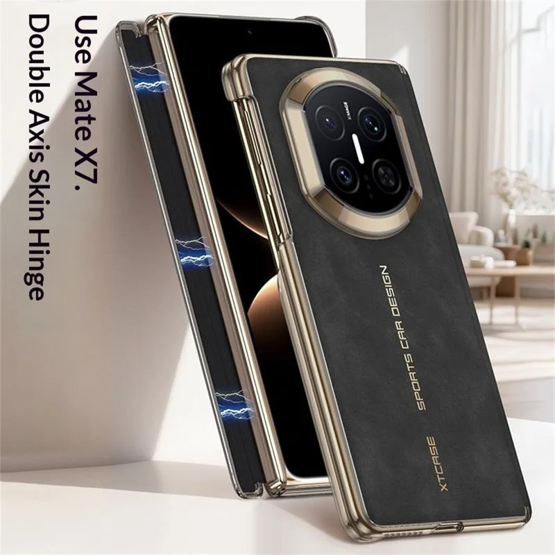 GKK For Huawei Mate X7 Magnetic Case Dual Axis Hinge Protection PU Leather + TPU  + PC Phone Cover - Matte Grey