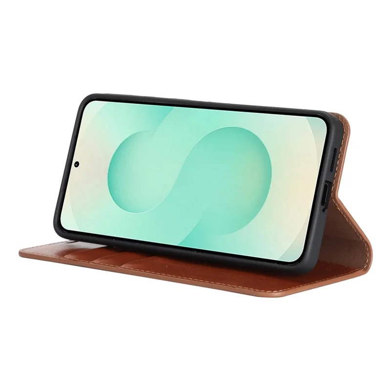 For Samsung Galaxy S26 Case Crazy Horse Texture Split Leather Wallet Phone Cover  - Light Brown