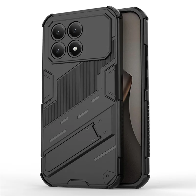 For Xiaomi Redmi K90 5G  /  Poco F8 Pro Case PC + TPU Shockproof Phone Cover with Kickstand - Black