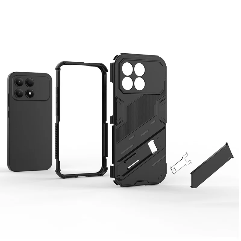 For Xiaomi Redmi K90 5G  /  Poco F8 Pro Case PC + TPU Shockproof Phone Cover with Kickstand - Black