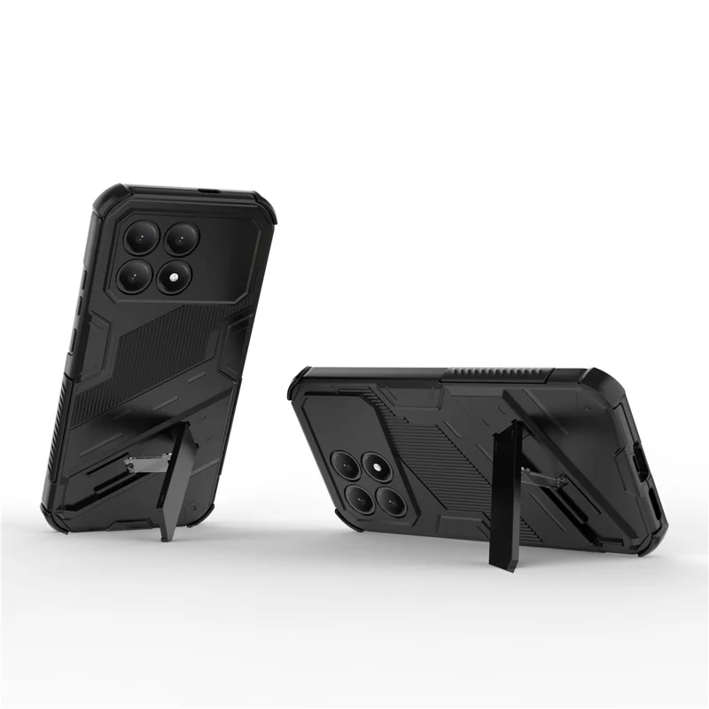 For Xiaomi Redmi K90 5G  /  Poco F8 Pro Case PC + TPU Shockproof Phone Cover with Kickstand - Black