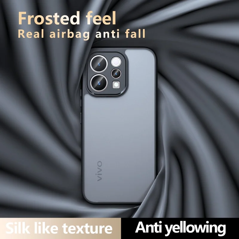 Phone Case For vivo S50 5G  /  V70 5G Skin-Touch TPU + PC Matte Phone Back Cover, Transparent Black