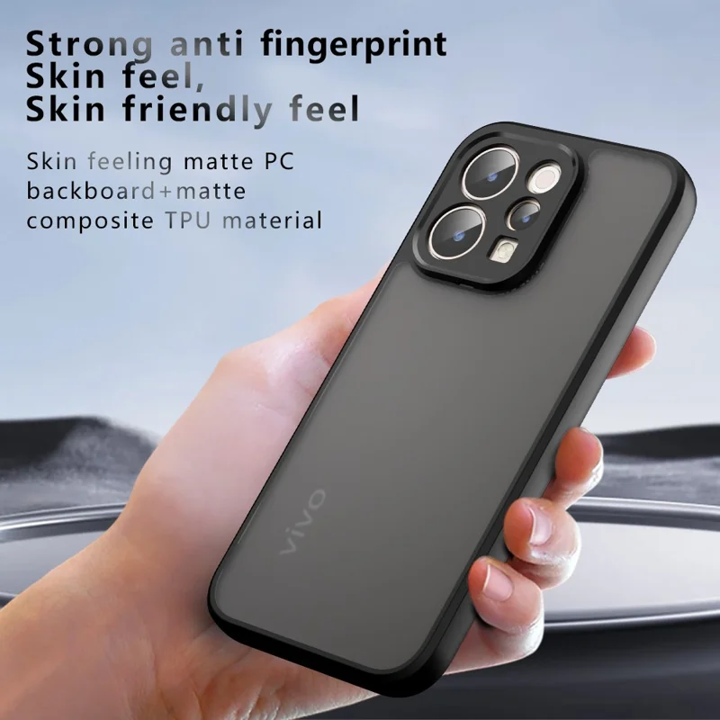 Phone Case For vivo S50 5G  /  V70 5G Skin-Touch TPU + PC Matte Phone Back Cover, Transparent Black