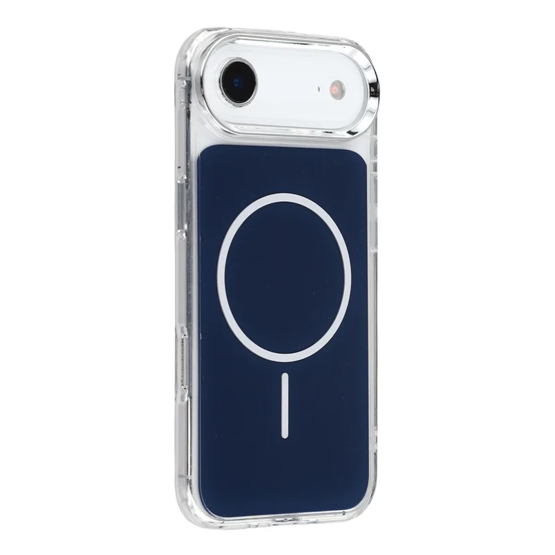 For iPhone Air Magnetic Case Electroplated Camera Frame TPU Acrylic Anti-drop Phone Back Cover Compatible with MagSafe - Sapphire