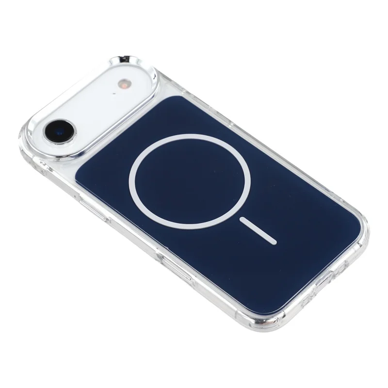 For iPhone Air Magnetic Case Electroplated Camera Frame TPU Acrylic Anti-drop Phone Back Cover Compatible with MagSafe - Sapphire