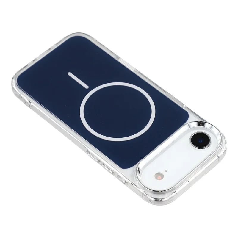 For iPhone Air Magnetic Case Electroplated Camera Frame TPU Acrylic Anti-drop Phone Back Cover Compatible with MagSafe - Sapphire