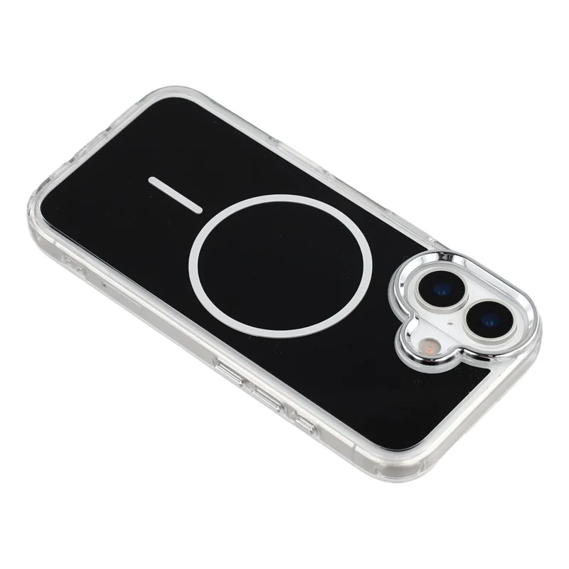 For iPhone 17 Magnetic Case Electroplated Camera Frame TPU Acrylic Anti-drop Phone Back Cover Compatible with MagSafe - Black