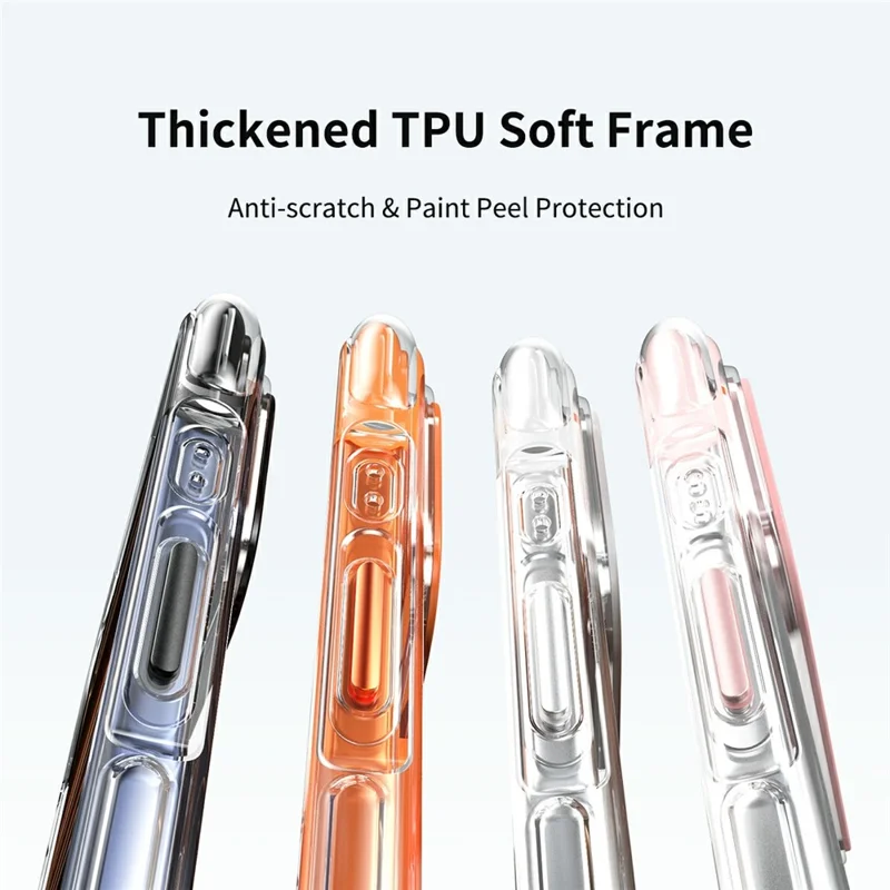 For iPhone 17 Case Compatible with MagSafe Rotating Kickstand Clear Acrylic TPU Shockproof Phone Cover - Orange