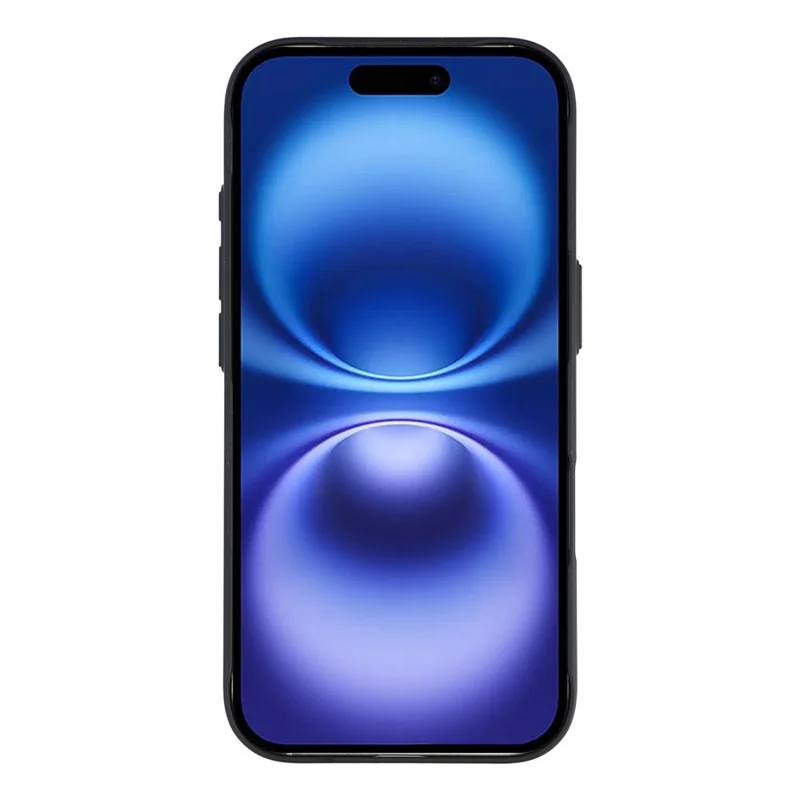 For iPhone 16 Case Compatible with MagSafe Skin Touch Synthetic Leather + PC Phone Back Cover with Card Slot - Black