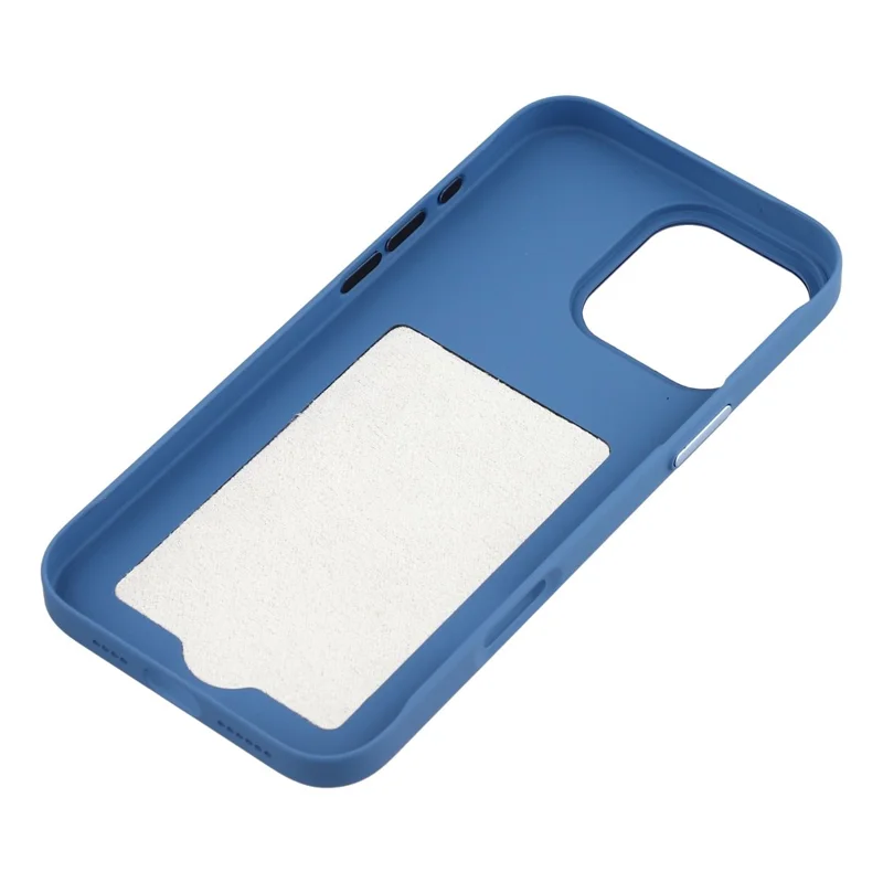 For iPhone 16 Pro Case Compatible with MagSafe Skin Touch Synthetic Leather + PC Phone Back Cover with Card Slot - Blue