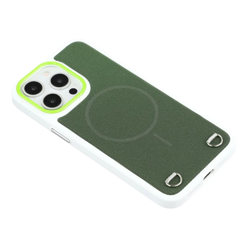 Für iPhone 15 Pro Hülle kompatibel mit MagSafe Skin-Touch Kunstleder + PC Handy-Rückseite mit Kartenfach - Grün