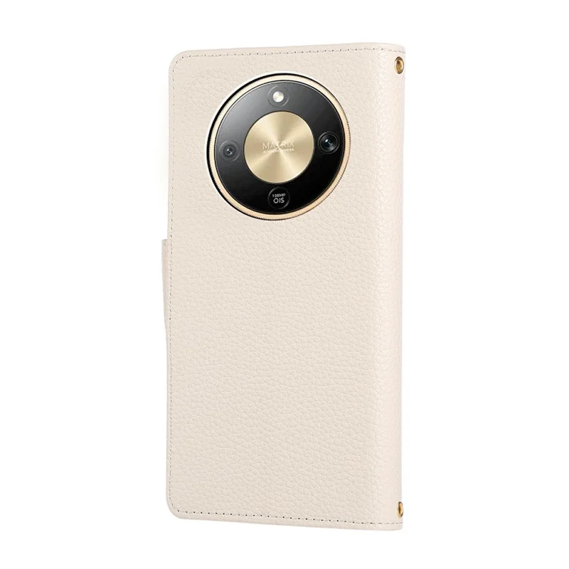 Coque pour téléphone pour Honor Magic8 Lite 5G / X9d 5G / X70 5G, étui portefeuille en cuir avec fermeture à glissière et dragonne - Beige