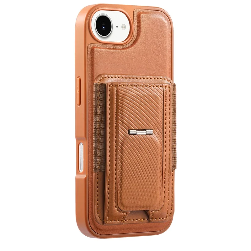 CASENEO For iPhone 16e Case with Foldable Kickstand TPU PU Leather PC Card Bag Magnetic Phone Cover  Compatible with MagSafe - Brown