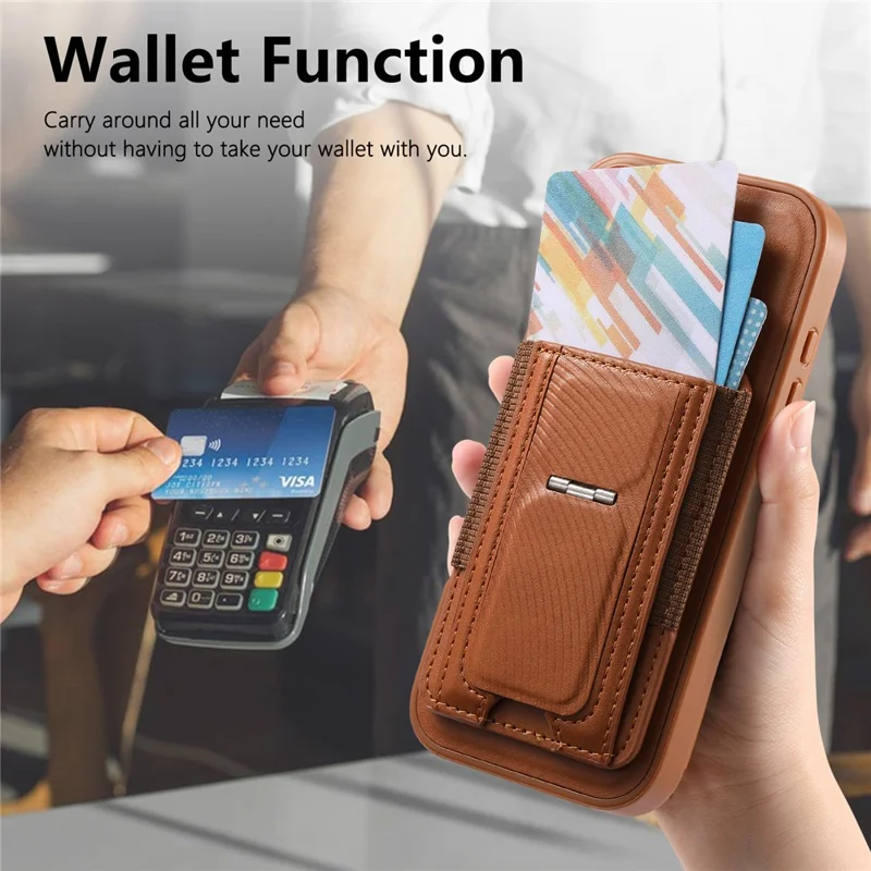 CASENEO For iPhone 17 Pro Max Case with Foldable Kickstand TPU PU Leather PC Card Bag Magnetic Phone Cover  Compatible with MagSafe - Brown