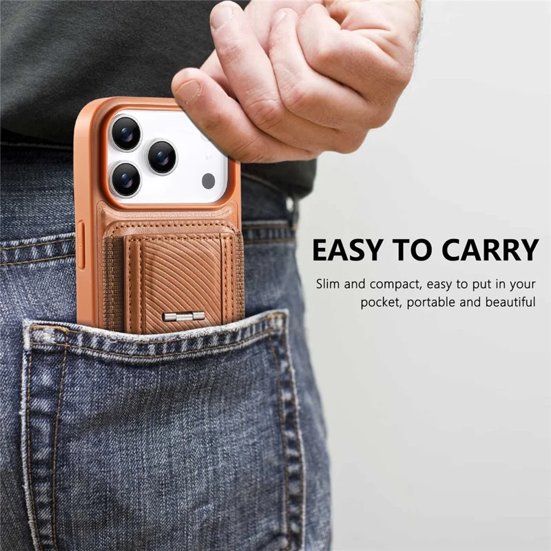 CASENEO For iPhone 17 Pro Max Case with Foldable Kickstand TPU PU Leather PC Card Bag Magnetic Phone Cover  Compatible with MagSafe - Brown