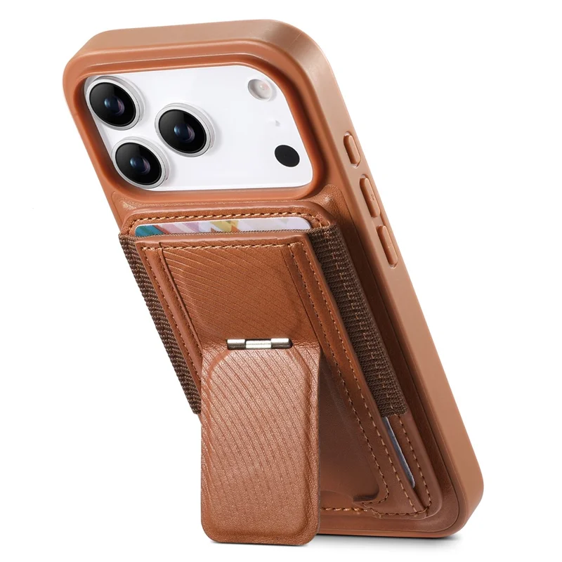 CASENEO For iPhone 17 Pro Max Case with Foldable Kickstand TPU PU Leather PC Card Bag Magnetic Phone Cover  Compatible with MagSafe - Brown