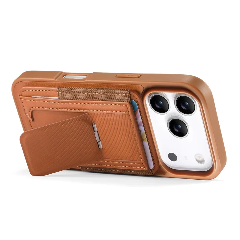 CASENEO For iPhone 17 Pro Max Case with Foldable Kickstand TPU PU Leather PC Card Bag Magnetic Phone Cover  Compatible with MagSafe - Brown
