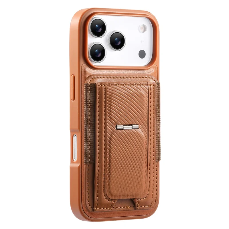CASENEO For iPhone 17 Pro Max Case with Foldable Kickstand TPU PU Leather PC Card Bag Magnetic Phone Cover  Compatible with MagSafe - Brown