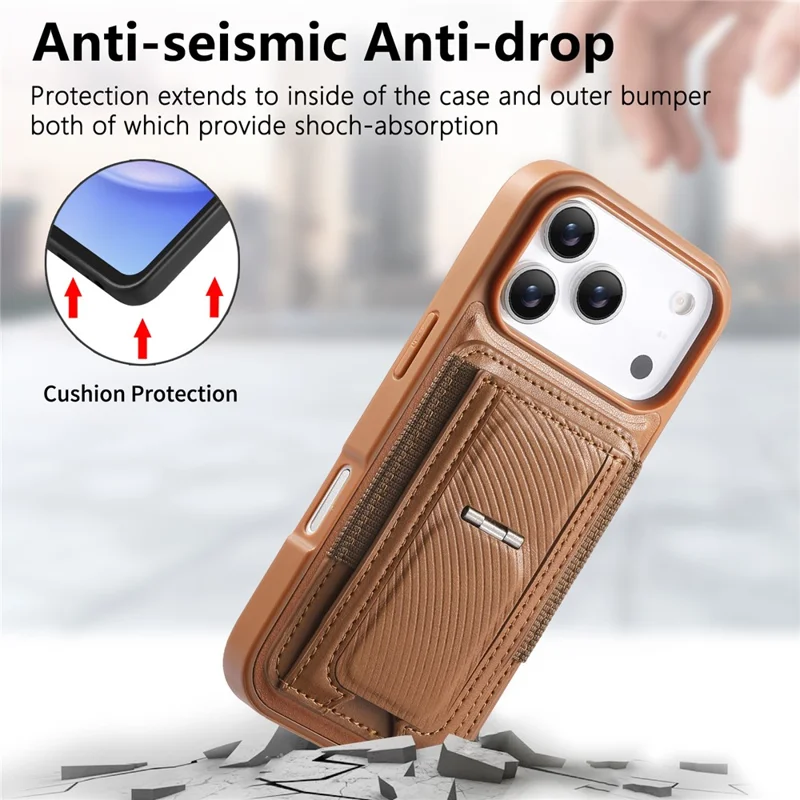 CASENEO For iPhone 17 Pro Max Case with Foldable Kickstand TPU PU Leather PC Card Bag Magnetic Phone Cover  Compatible with MagSafe - Brown