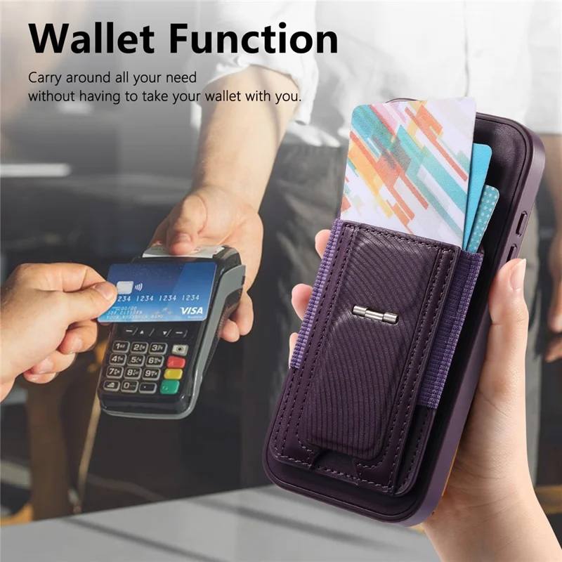 CASENEO For iPhone 17 Pro Case with Foldable Kickstand TPU PU Leather PC Card Bag Magnetic Phone Cover  Compatible with MagSafe - Purple