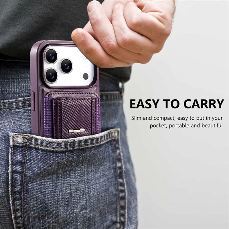 CASENEO For iPhone 17 Pro Case with Foldable Kickstand TPU PU Leather PC Card Bag Magnetic Phone Cover  Compatible with MagSafe - Purple