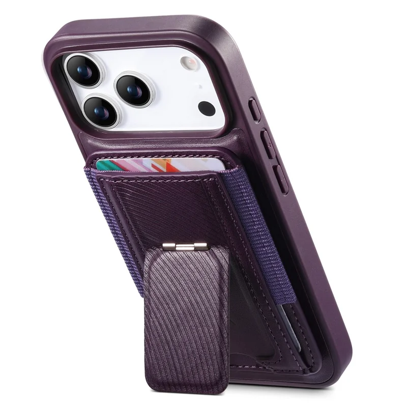CASENEO For iPhone 17 Pro Case with Foldable Kickstand TPU PU Leather PC Card Bag Magnetic Phone Cover  Compatible with MagSafe - Purple