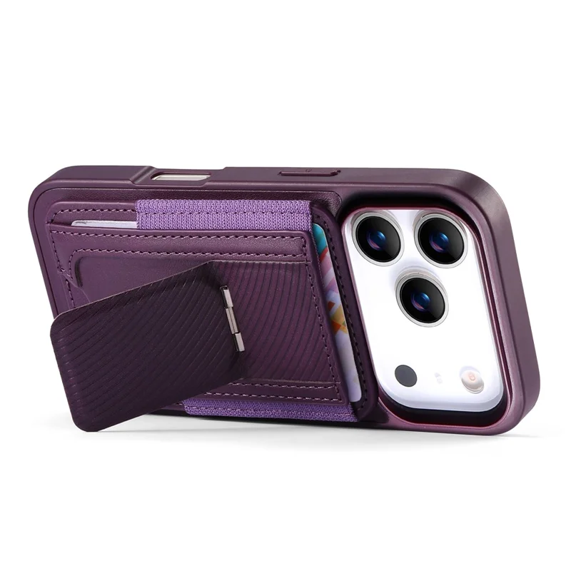 CASENEO For iPhone 17 Pro Case with Foldable Kickstand TPU PU Leather PC Card Bag Magnetic Phone Cover  Compatible with MagSafe - Purple