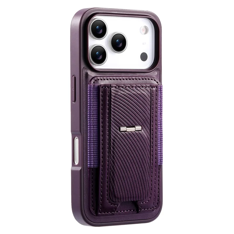 CASENEO For iPhone 17 Pro Case with Foldable Kickstand TPU PU Leather PC Card Bag Magnetic Phone Cover  Compatible with MagSafe - Purple