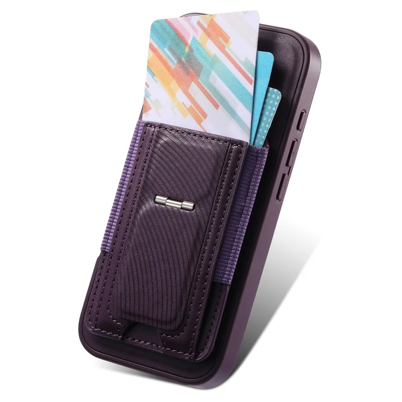 CASENEO For iPhone 17 Pro Case with Foldable Kickstand TPU PU Leather PC Card Bag Magnetic Phone Cover  Compatible with MagSafe - Purple