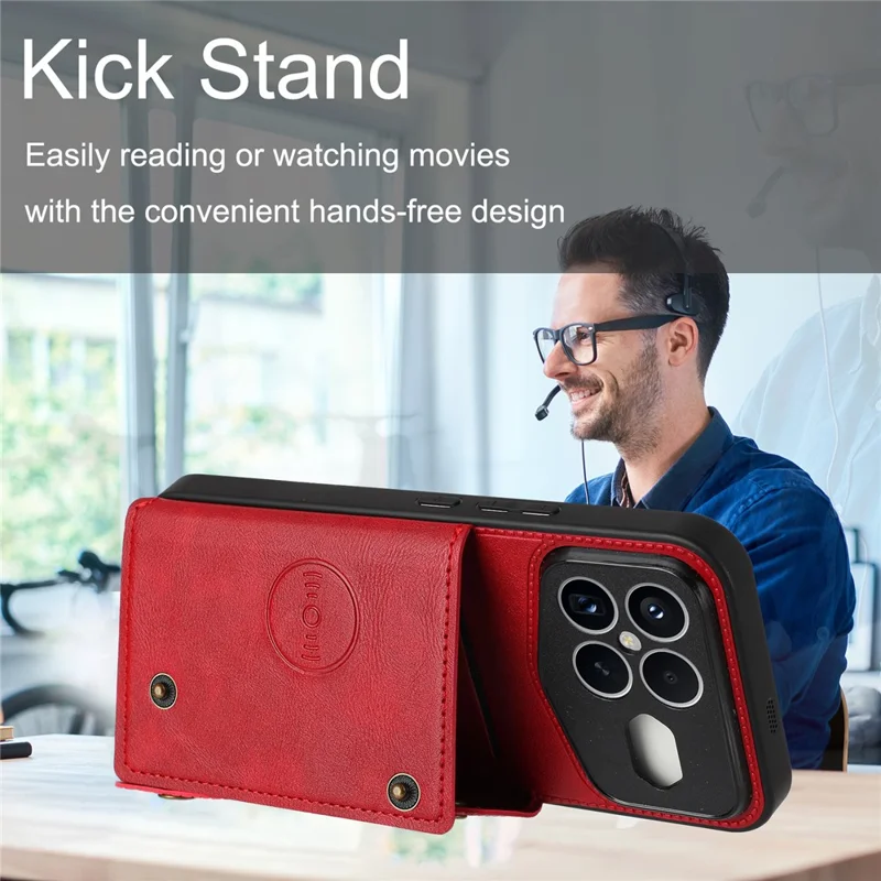 Funda para Xiaomi Redmi K90 Pro Max Champion Edition con ranuras para tarjetas, soporte, cubierta de cuero + TPU - Rojo