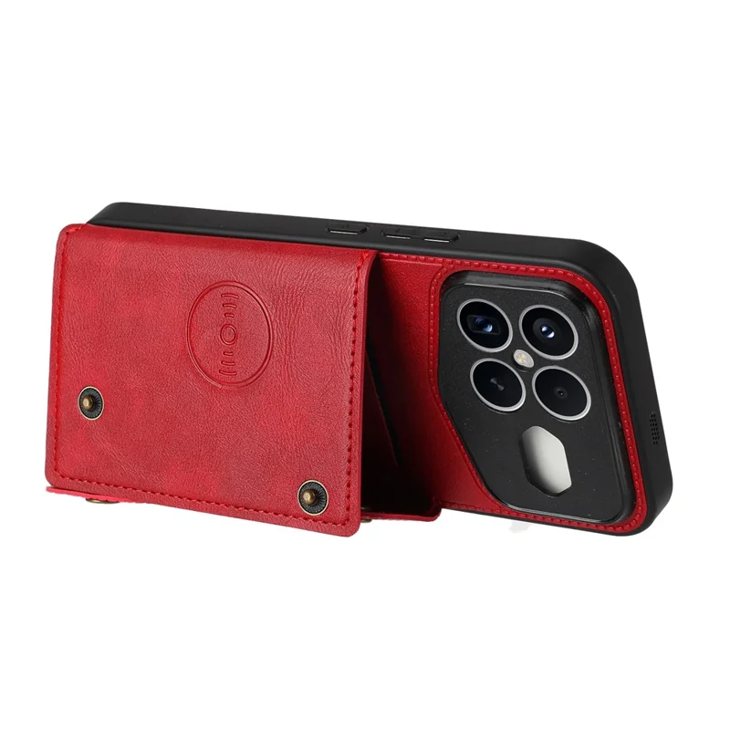 Funda para Xiaomi Redmi K90 Pro Max Champion Edition con ranuras para tarjetas, soporte, cubierta de cuero + TPU - Rojo