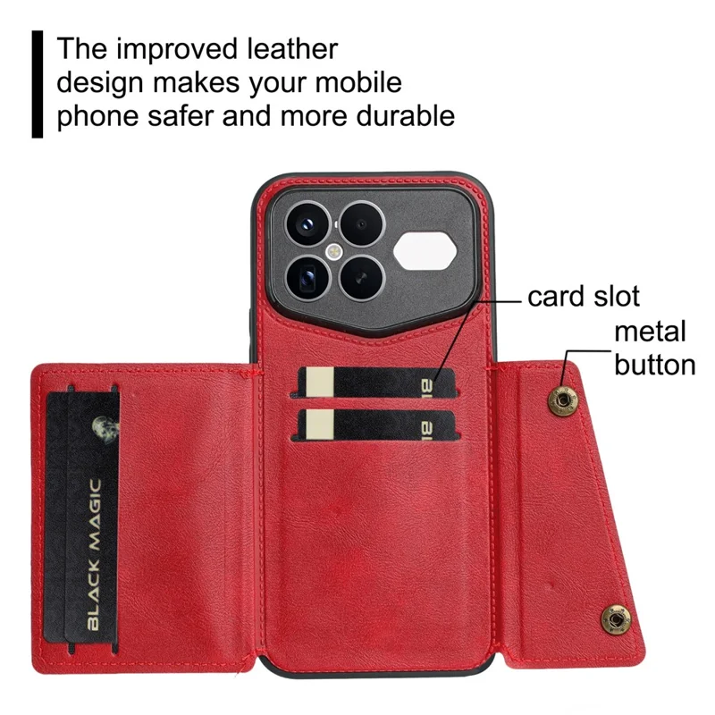Funda para Xiaomi Redmi K90 Pro Max Champion Edition con ranuras para tarjetas, soporte, cubierta de cuero + TPU - Rojo