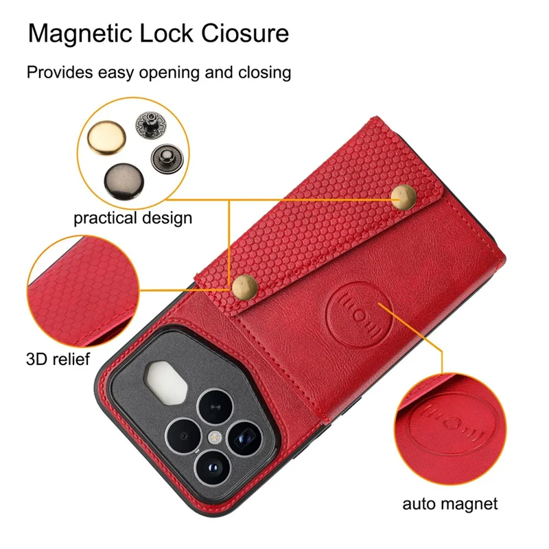 Funda para Xiaomi Redmi K90 Pro Max Champion Edition con ranuras para tarjetas, soporte, cubierta de cuero + TPU - Rojo