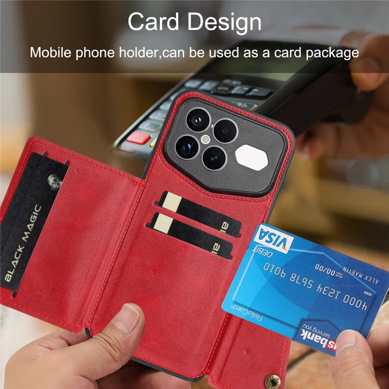 Funda para Xiaomi Redmi K90 Pro Max Champion Edition con ranuras para tarjetas, soporte, cubierta de cuero + TPU - Rojo