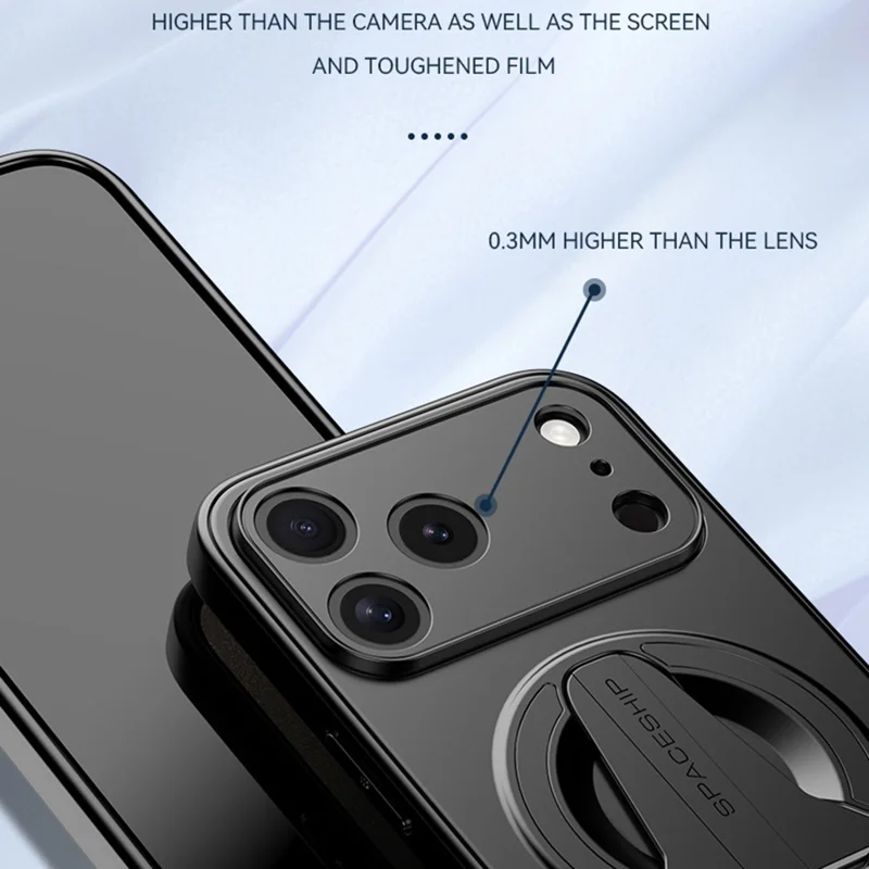 For iPhone 17 Pro Max Magnetic Case Foldable Kickstand PC TPU Phone Cover Compatible with MagSafe - Black