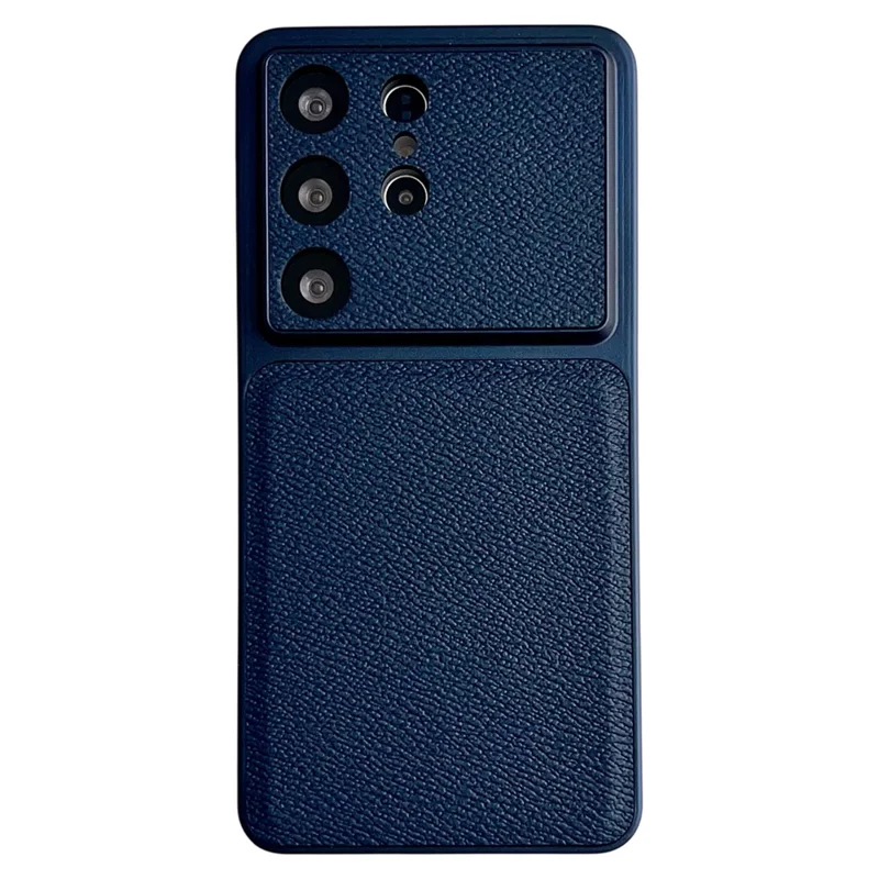 For Samsung Galaxy S25 Ultra Case Precise Cutouts Textured PU Leather Coated PC + TPU Phone Cover - Blue