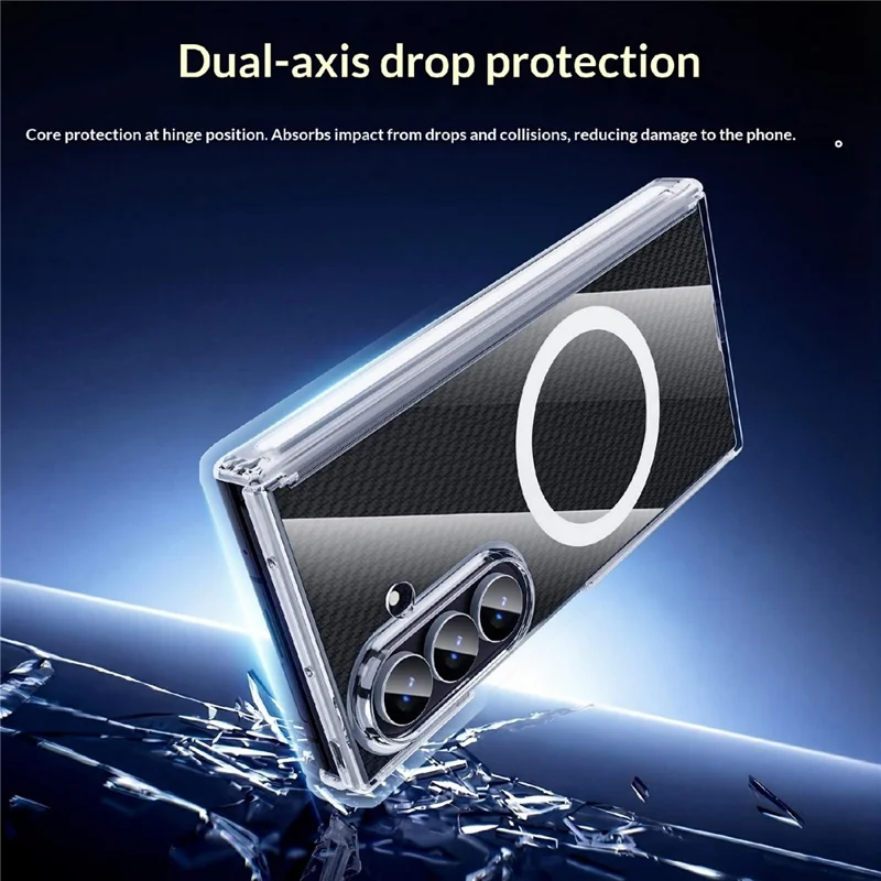 For Samsung Galaxy Z TriFold 5G Magnetic Case Dual-Axis Shockproof TPU + PC Clear Phone Cover