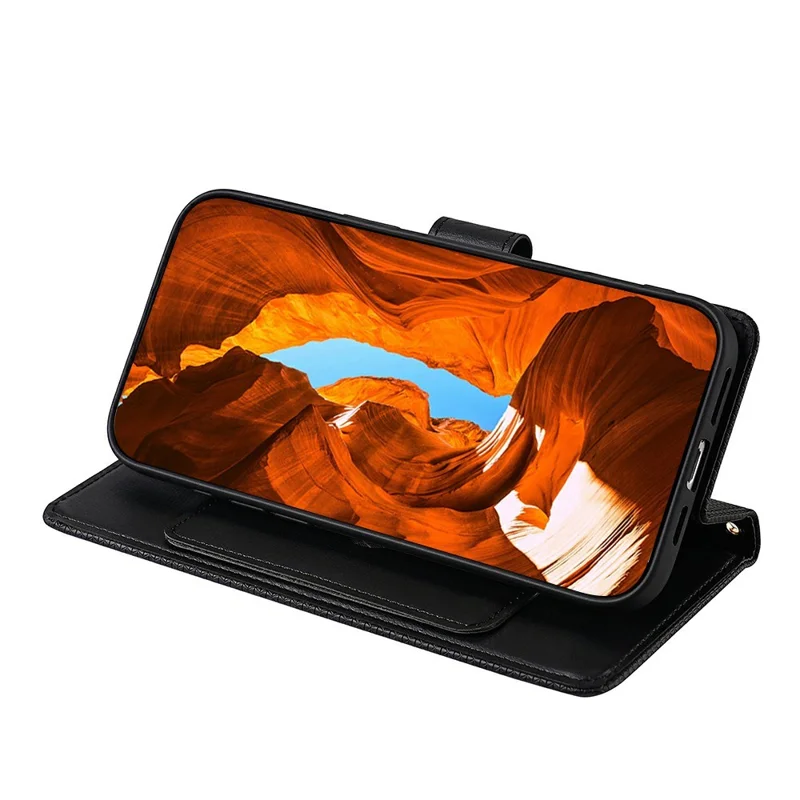 Für Motorola Edge 70 5G Hülle Dreieckmuster-Prägung Hautfreundliches PU-Leder Handy-Wallet-Cover - Schwarz