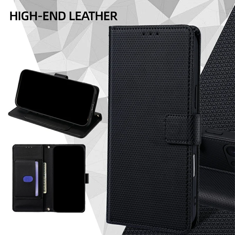 Für Motorola Edge 70 5G Hülle Dreieckmuster-Prägung Hautfreundliches PU-Leder Handy-Wallet-Cover - Schwarz