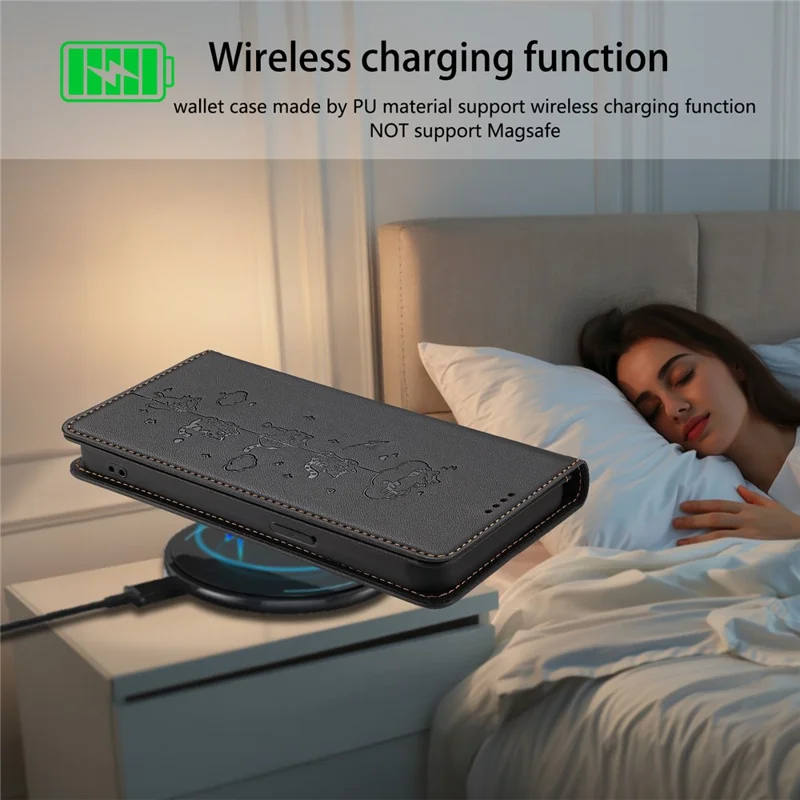 Чехол для Samsung Galaxy A56 5G / A36 5G с RFID-защитой, функцией кошелька, подставки, из кожи с принтом кота - Черный