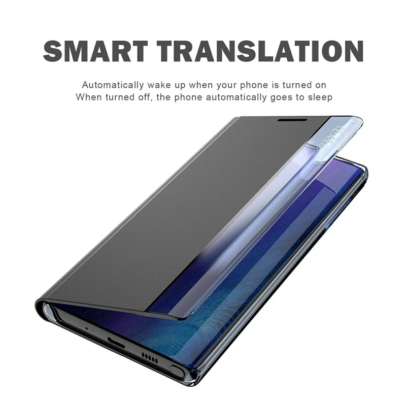 Til Samsung Galaxy S26 Ultra Case med View-vindue, kradssikker PU-læder flip stand telefonbeskyttelse - Sort