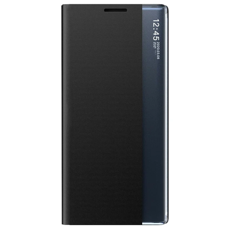 Til Samsung Galaxy S26 Ultra Case med View-vindue, kradssikker PU-læder flip stand telefonbeskyttelse - Sort