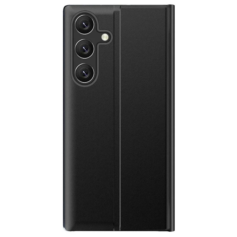 For Samsung Galaxy S26 Case View Window Scratch-Resistant PU Leather Flip Stand Phone Cover - Black