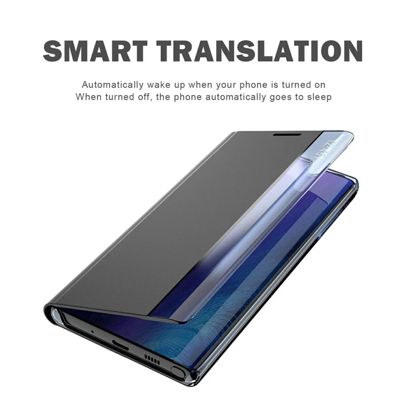 For Samsung Galaxy S26+ Case View Window Scratch-Resistant PU Leather Flip Stand Phone Cover - Black