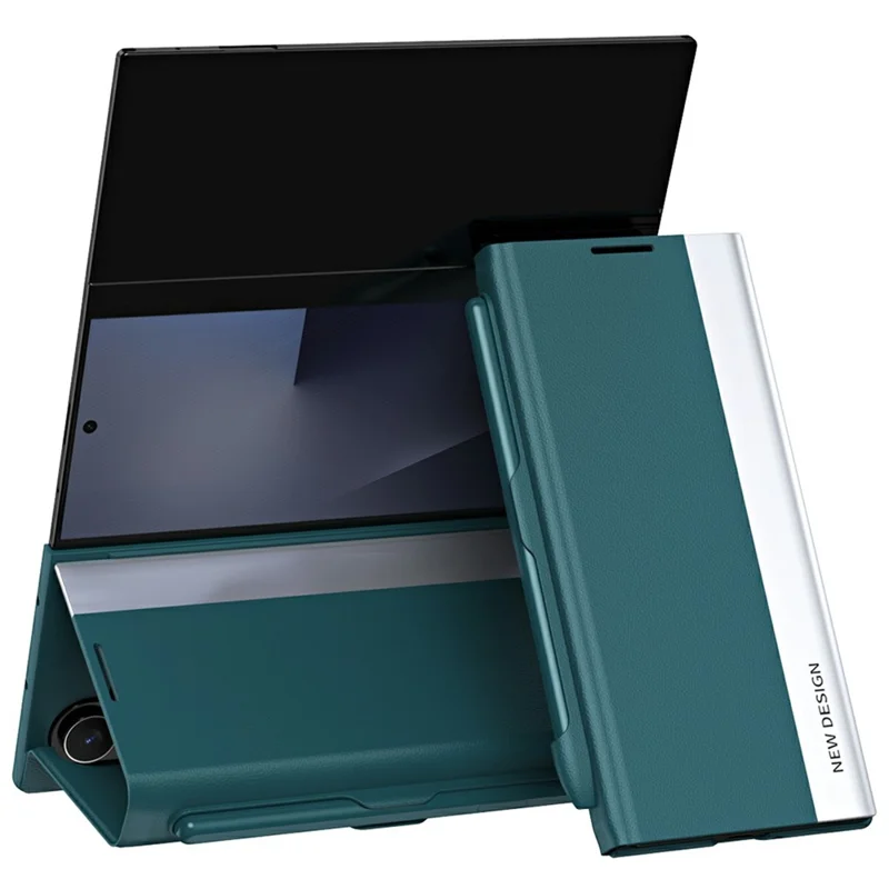 For Samsung Galaxy Z TriFold 5G Case Stand Shockproof Pen Slot PU + PC Phone Cover with Stylus - Green