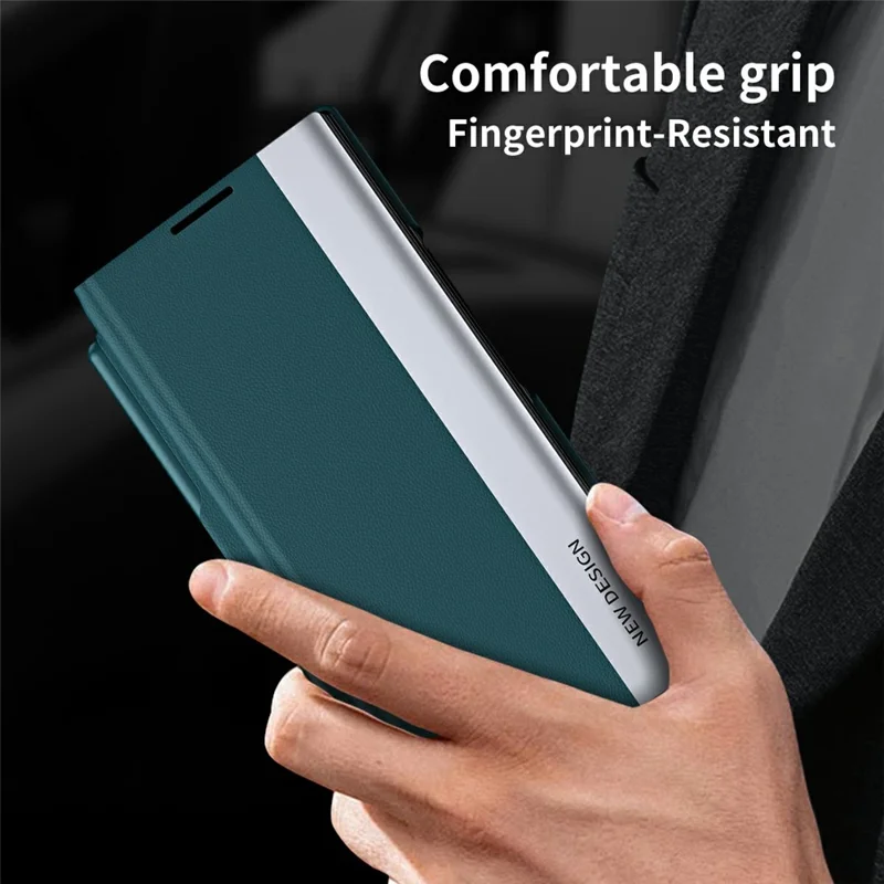For Samsung Galaxy Z TriFold 5G Case Stand Shockproof Pen Slot PU + PC Phone Cover with Stylus - Green