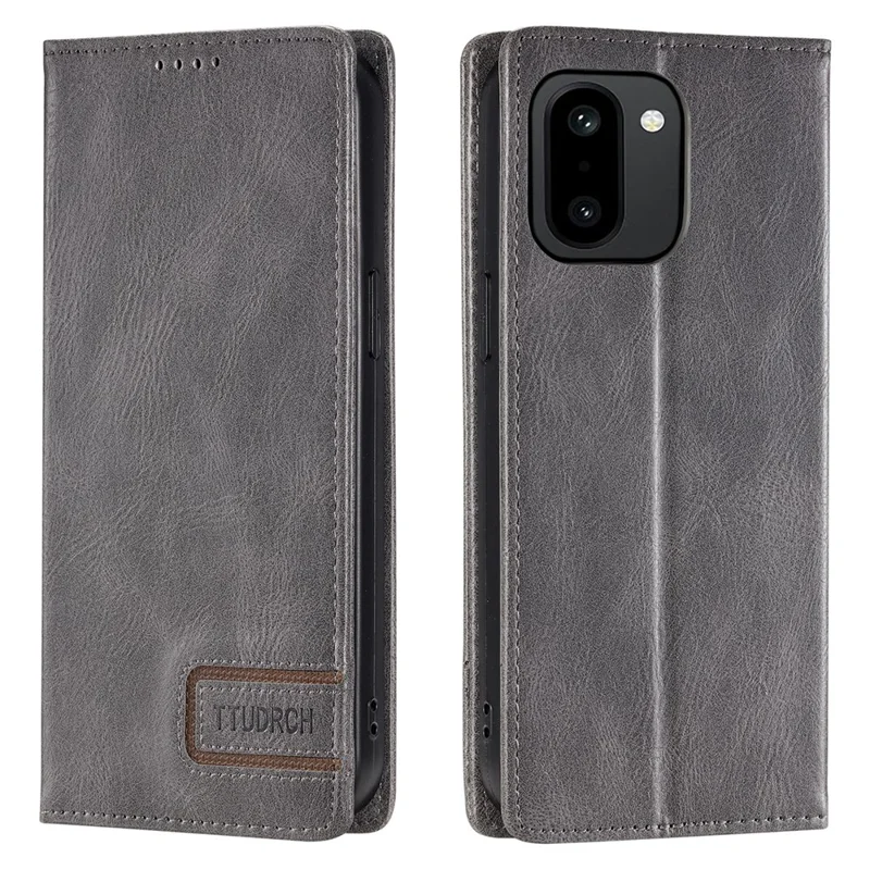 TTUDRCH Style 007 For OnePlus 15R 5G Leather Case RFID Blocking Wallet Stand Phone Cover - Grey