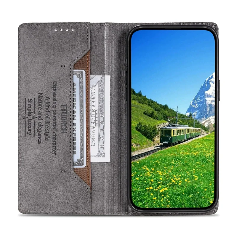 TTUDRCH Style 007 For OnePlus 15R 5G Leather Case RFID Blocking Wallet Stand Phone Cover - Grey