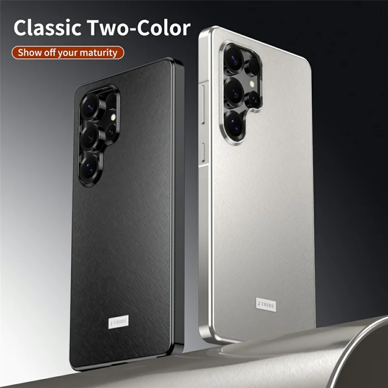 For Samsung Galaxy S25 Ultra Case Brocade Texture Anti Drop Alloy Magnetic Frame PC Phone Back Cover - Titanium
