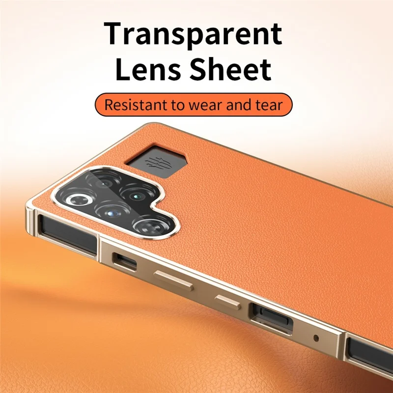 For ZTE nubia RedMagic 11 Pro 5G  /  11 Pro+ 5G Case Magnetic Frame Front Tempered Glass Leather PC Back Phone Cover - Orange